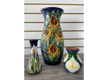 Lot Of Painted Mexican Flower Vases