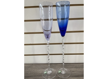 Pair Of Tall Champagne Flutes