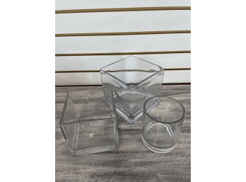 Lot Of  3 Glass Vases/Containers
