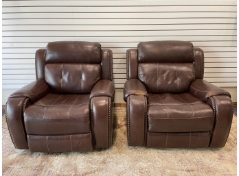 Pair Of Leather Electric Recliners