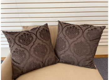 Pair Of Z Gallerie Brown Linen Toss Pillows