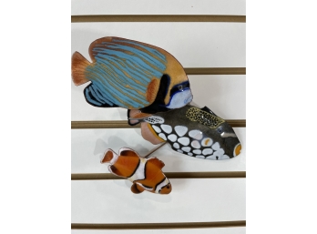 Bovano 3 Fish Enameled Wall Sculpture