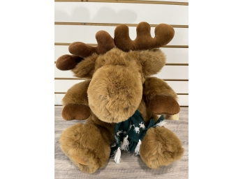 Plush Moose With Knitted Scarf