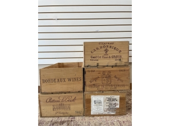 Lot Of 5 Vintage Wooden Wine Crates
