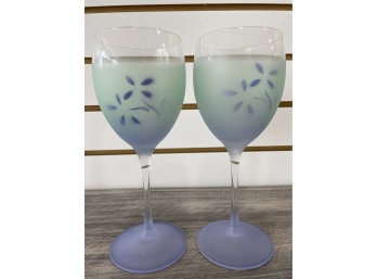 Pair Of Hand Painted Wine Glasses