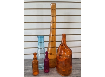 Lot Of 5 Colorful Glass Vases