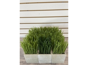 Set Of 9 Artificial Grasses In Pots