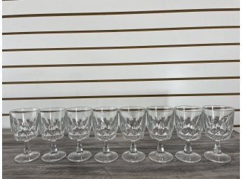 Set Of 8 Pressed Glass Goblets
