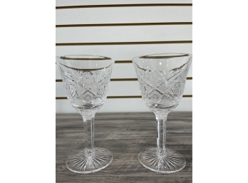 Pair Of Cut Crystal Wine Goblets