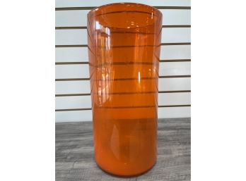 Large Orange Hand Blown Glass Cylinder