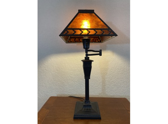 Bronze Table Lamp With Mica Shade