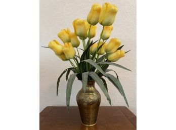 Brass Vase With Tulips