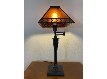 Bronze Table Lamp With Mica Shade