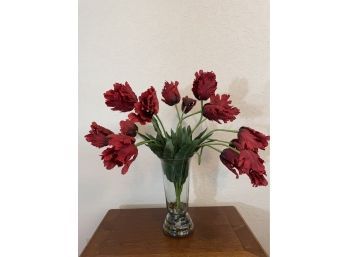 Glass Vase With Parrot Tulips