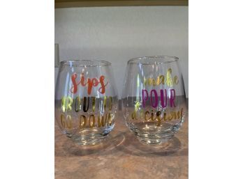 Pair Of Lighthearted Drinking Glasses