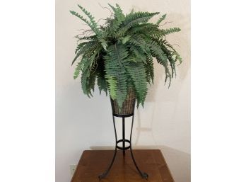 Artificial Ferns In Iron Footed Basket