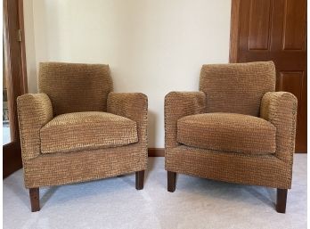 Pair Of High End Upholstered Arm Chairs