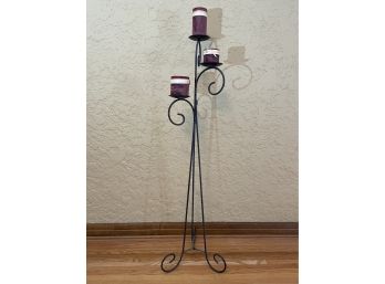 Wrought Iron Floor Candle Holder