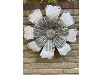 Metal Wall Flower With Antique Tin Ceiling Petals