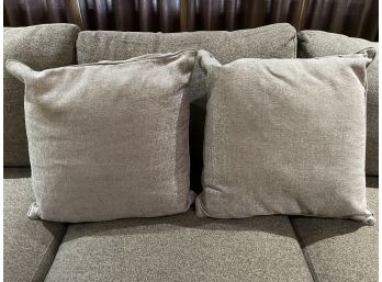 Pair Of Gray/silver Chenille Decorative Pillows