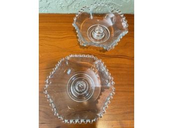 Pair Of Vintage Imperial  Glass  'candlewick' Candle Holders