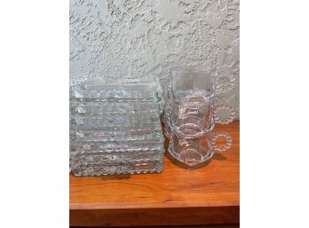 Set Of 14 Vintage Hazel Atlas Orchard Glass Snack Cups & Plates
