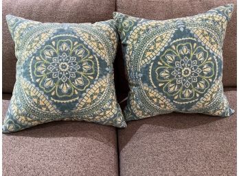 Pair Of Aqua Decorative Pillows
