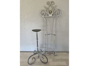 Wrought Iron Wall Plate Rack & Candle Stick