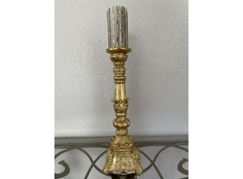 Gold Painted Candle Stick With Pillar Candle