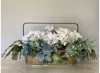 Artificial Hydrangeas In Wooden Container