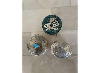 3 Sterling & Mexican Silver Pill Boxes