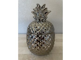 Silver Finish Ceramic Pineapple Jar