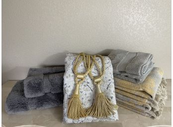 Set Of Bath Towels, Rugs & Shower Curtain