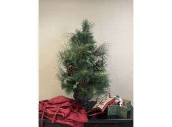 Christmas Tree With Skirt & Decorations