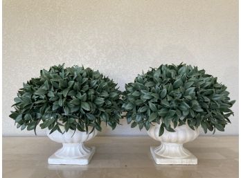 Pair Of Urns With Artificial Greenery