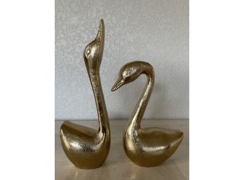 Pair Of Brass Swan Figures