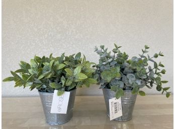 Artificial Greenery In Galvanized Pots