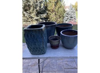 Lot 5  Glazed Clay Flower  Pots