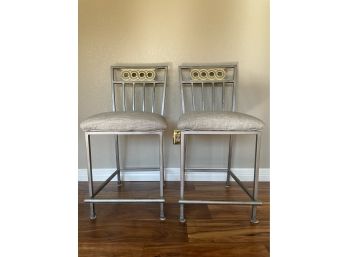 Pair Of Wrought Iron Counter Stools