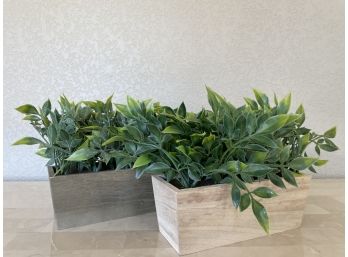 Artificial Greenery In Wooden Planters