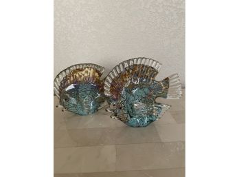 Pair Mouth Blown Glass Fish