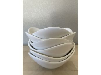Set Of 6 White Ceramic Bowls