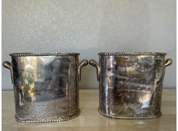 Pair Of Silver Plate Wine Buckets