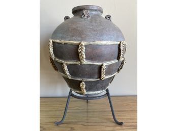Large Terracotta Pot On Iron Stand