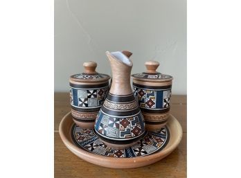 Handcrafted Peruvian Pottery Cruet Set