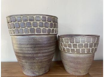 2 Brown Glazed Pots