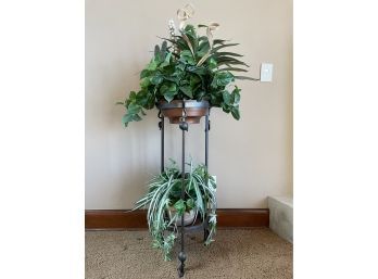Hand Forged Iron Plant Stand With Plants