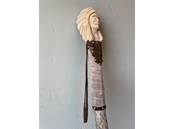 Carved Indian Chief Walking Stick