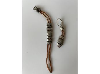 Leather & Concho Bracelet & Key Chain
