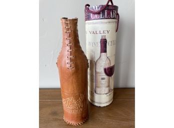 Tooled Leather Wine Bottle Cover & Gift Container